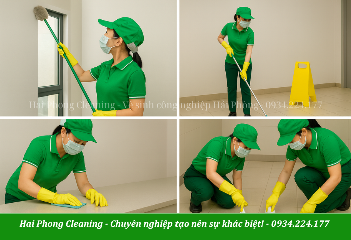 Nhân viên vệ sinh có quy trình chuyên nghiệp